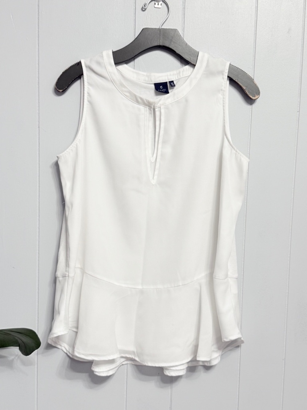 #1)  Kaari Blue White Sleeveless Peplum Camisole